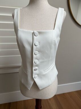 PAIGE Cream Satin-Look Fabric Tag Detail